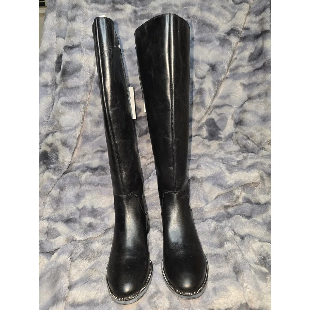 NWT Franco Sarto Becky Knee High Leather Boot Stud‎ detailing size 5.5 wide calf